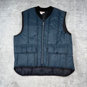 Hollofil 808 Vest Mens XL Blue Puffer Vintage 1970s Quilted Puffer Cargo Pocket